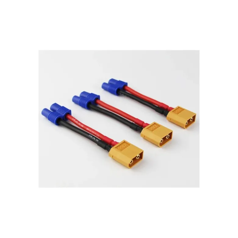 Adaptateur XT60 mâle vers EC3 femelle - Version longue (5cm / 14AWG)