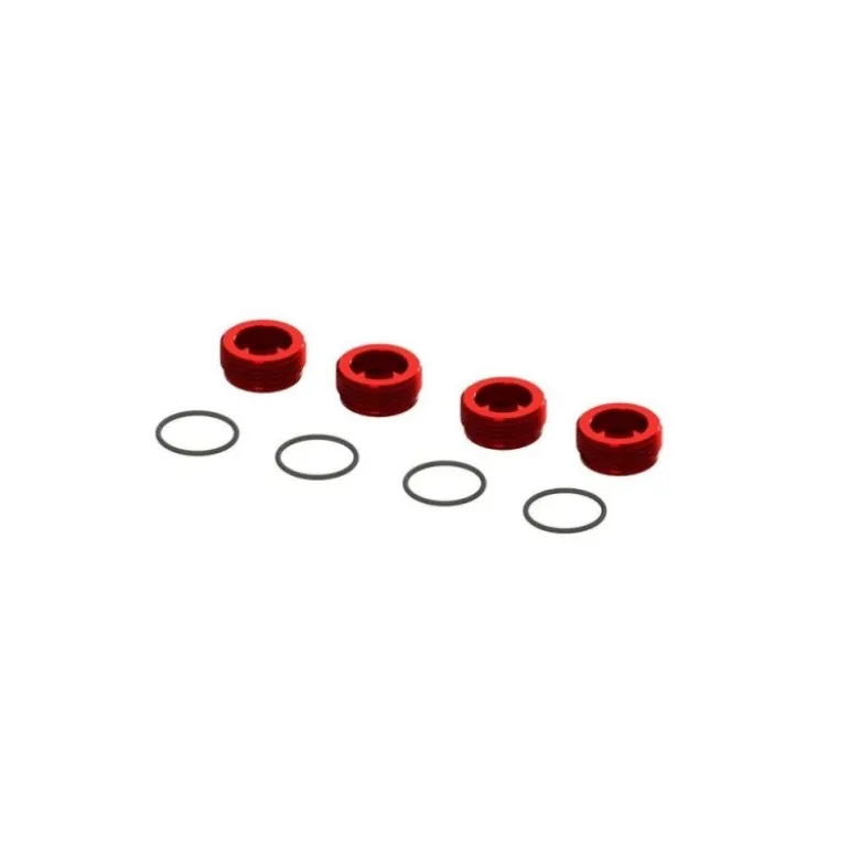 ARRMA Aluminum Front Hub Nut Red (4) inc O-Rings - ARA320467