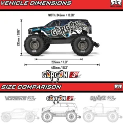ARRMA 1/10 GORGON 223S 2WD RTR Brushless Monster Truck, Red/Black