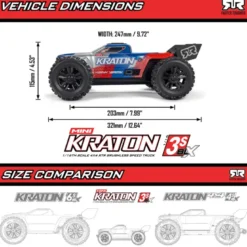 Arrma Mini Kraton 4X4 3S DSC 1/16 - Monster Truck RC Brushless - Rose (Pack Complet avec Batterie et Chargeur) ARA2508ST2