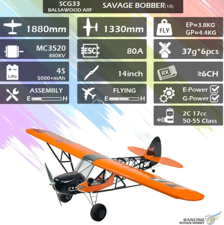 Avion DW Hobby Savage Bobber 1,88M ARF avec esc + moteur + servo