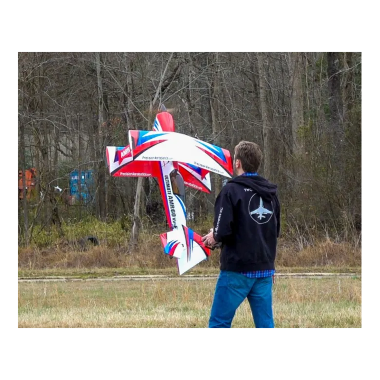 Avion Precision Aerobatics Ultimate AMR 60 Rouge Blanc et Bleu ARF env.1.3m