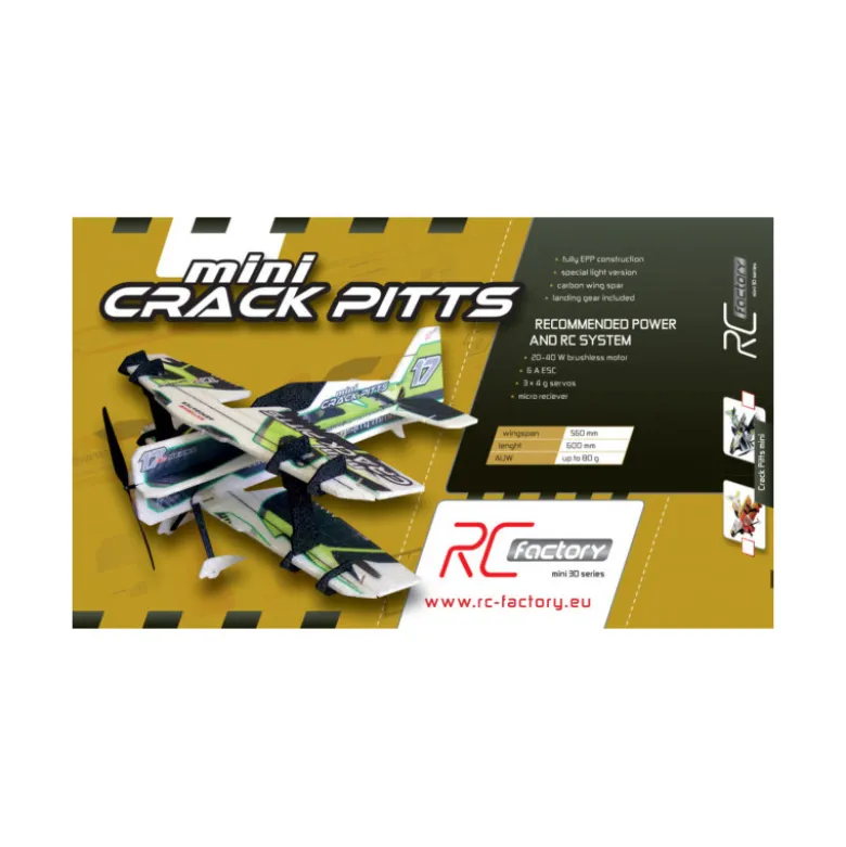 Avion RC Factory Crack Pitts 'Mini Series' vert/noir env.0.60m