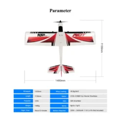 Avion Top Rc Hobby Riot rouge PNP env.1,40m