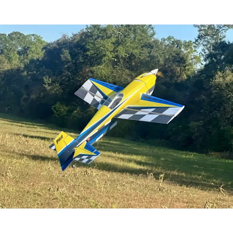 Avion Voltige Pilot RC - EDGE 540 – 39″ (1.0m), Jaune, Bleu, gris