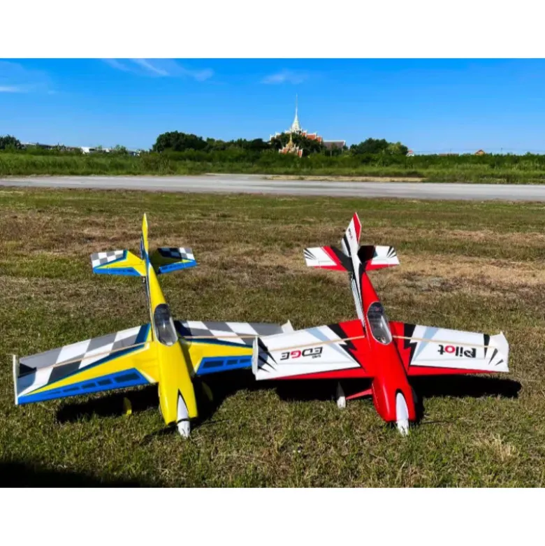 Avion Voltige Pilot RC - EDGE 540 – 39″ (1.0m), Jaune, Bleu, gris