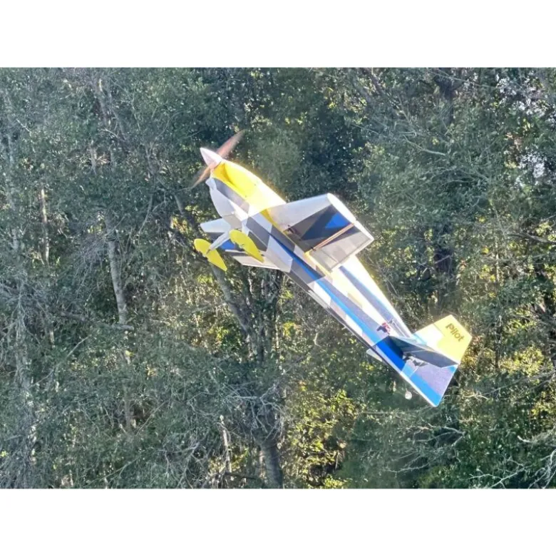 Avion Voltige Pilot RC - EDGE 540 – 39″ (1.0m), Jaune, Bleu, gris