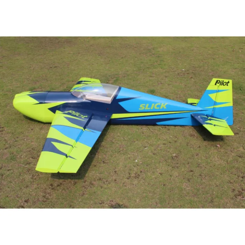 Avion Voltige - Pilot RC - Slick 84 - (env 2.13 m) - Vert, Bleu, Noir