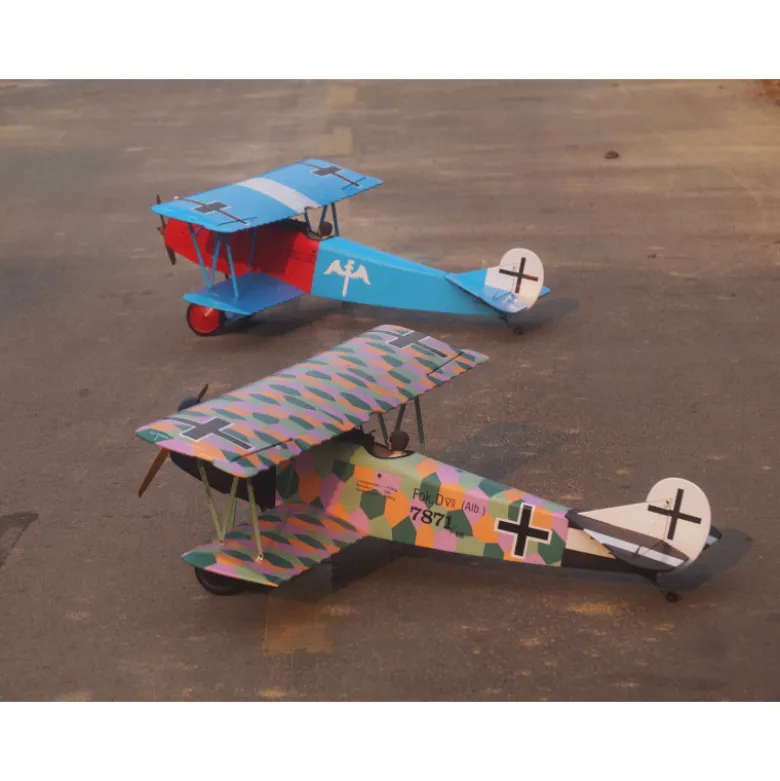Avion VQ Model Fokker D.VII .120 size EP-GP - Blanc et noir