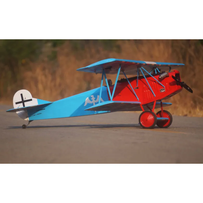 Avion VQ Model Fokker D.VII .120 size EP-GP - Bleu et Rouge