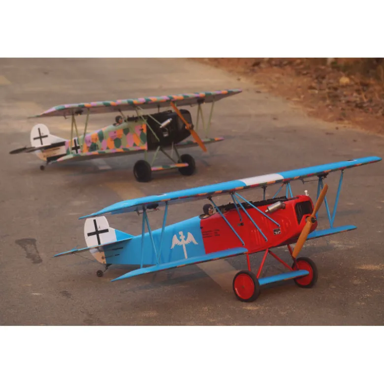 Avion VQ Model Fokker D.VII .120 size EP-GP - Bleu et Rouge