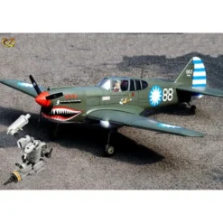 Avion VQ Model P-40 Kitty Hawk 1.57m + Saito FA-62B Moteur methanol 4 temps