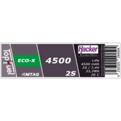 Batterie Lipo Hacker TopFuel Eco-X MTAG 2S 7.4V 4500mAh 20C Prise XT90S