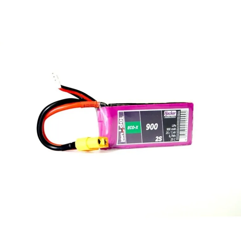 Batterie Lipo Hacker TopFuel Eco-X 2S 7.4V 900mAh 25C Prise XT60