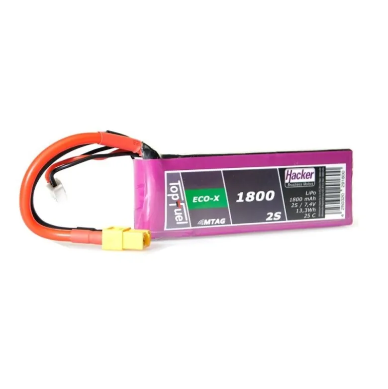 Batterie Lipo Hacker TopFuel Eco-X MTAG 2S 7.4V 1800mAh 25C Prise XT60
