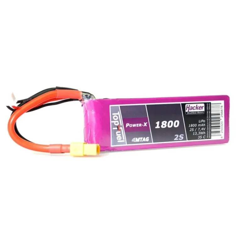 Batterie Lipo Hacker TopFuel Power-X MTAG 2S 7.4V 1800mAh 35C Prise XT60