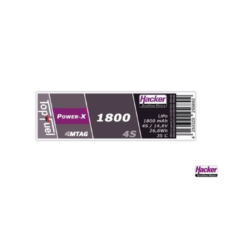 Batterie Lipo Hacker TopFuel Power-X MTAG 4S 14.8V 1800mAh 35C Prise XT60