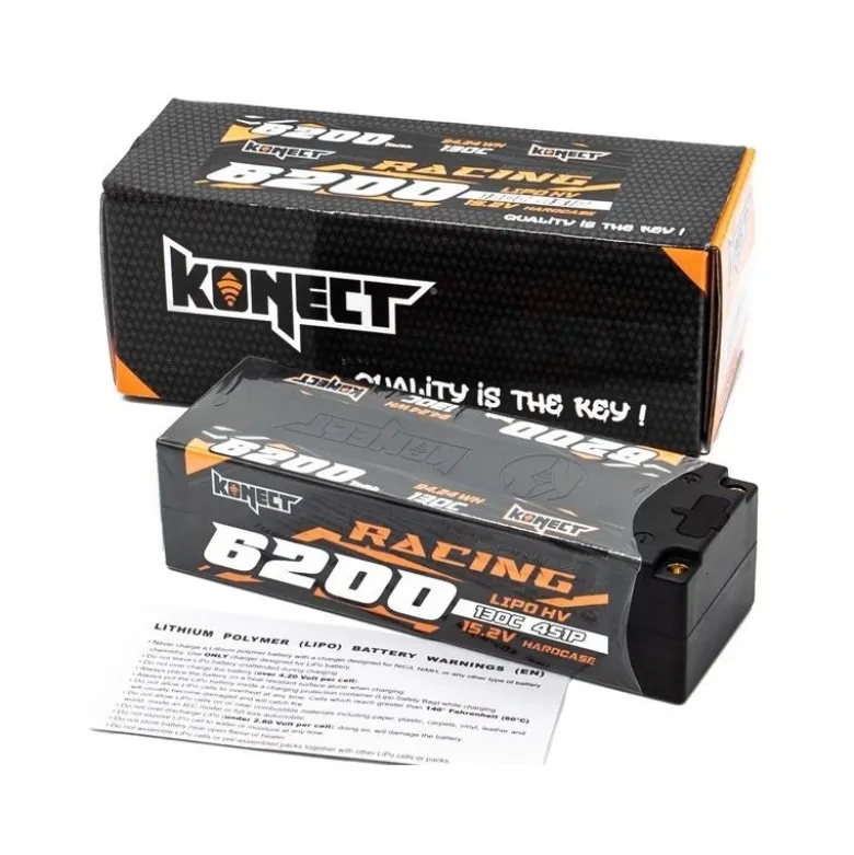 Batterie LiPo HV 4S 15.2V 6200mah 130C LOW PROFIL KONECT