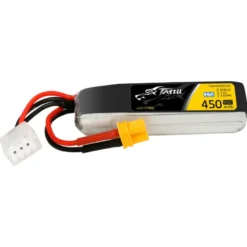 Batterie Lipo Tattu 2s 450mAh 95C 7.6V HV avec prise XT30 Format Long