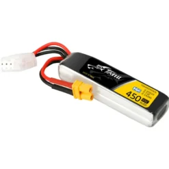 Batterie Lipo Tattu 2s 450mAh 95C 7.6V HV avec prise XT30 Format Long