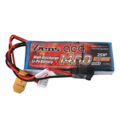 Batterie Tx GensAce lipo 2S 7.4V 1400mAh prise JR