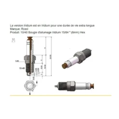 Bougie 10/40 pouces, 6mm, Rcexl