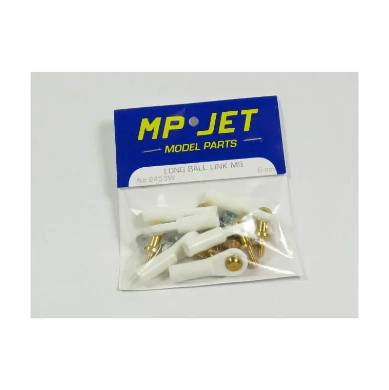 2453 - Chape M3 rotule à embase longue filetée M3 + écrous (6pcs) - Mp Jet