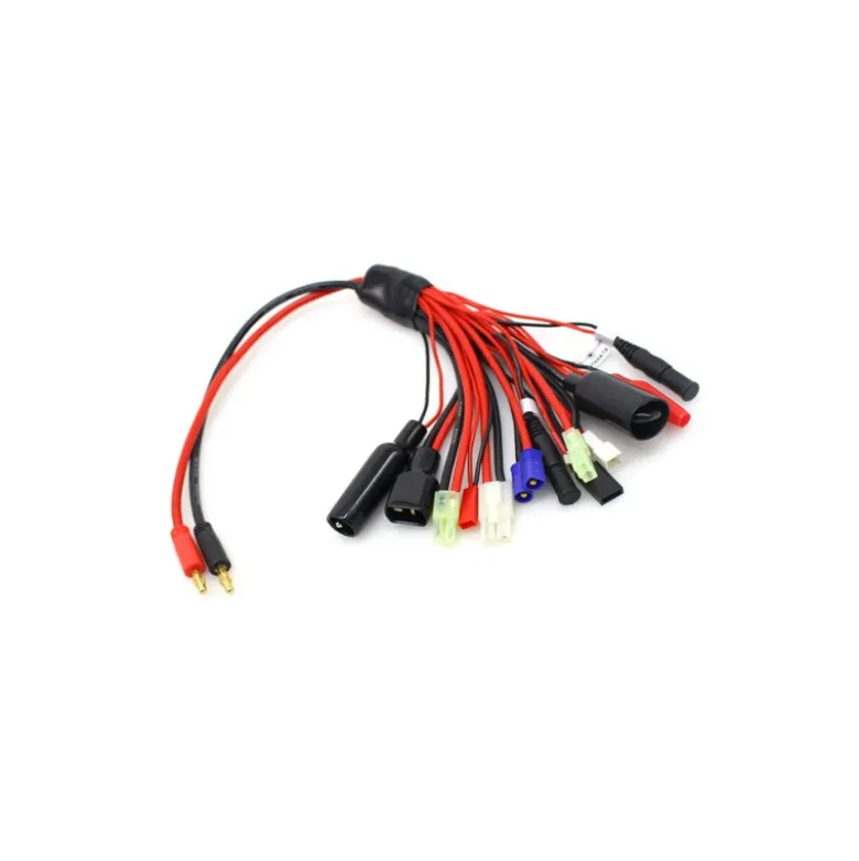 Cordon de charge multifonction 10-en-1 - Fiches bananes 4mm vers multi-connecteurs