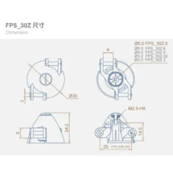 DUALSKY Type Z Cône ø 30mm arbre moteur 3,0mm pour hélices repliables FPS_30Z.3