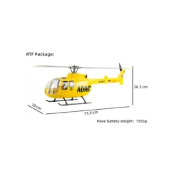 FLY WING - Hélicoptère - BO-105 - ADAC - GPS - Taille 470L Jaune - RTF
