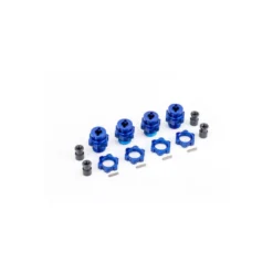 HEXAGONES + ECROUS DE ROUES ALU 17MM ANODISES BLEUS (X4)