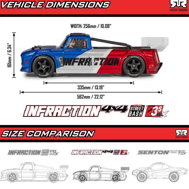1/8 INFRACTION 223S DSC 4X4 RTR Brushless All-Road Street Bash Truck, Blue/Red
