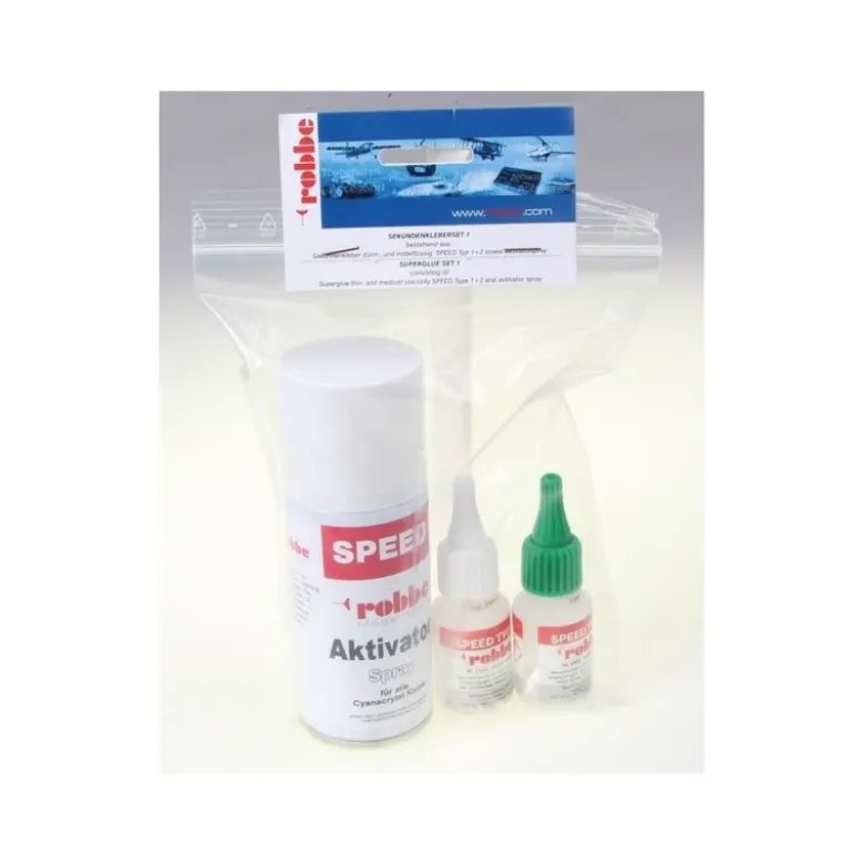 Lot accélérateur + 2x Colles cyano Speed Typ1 &2 20g ROBBE