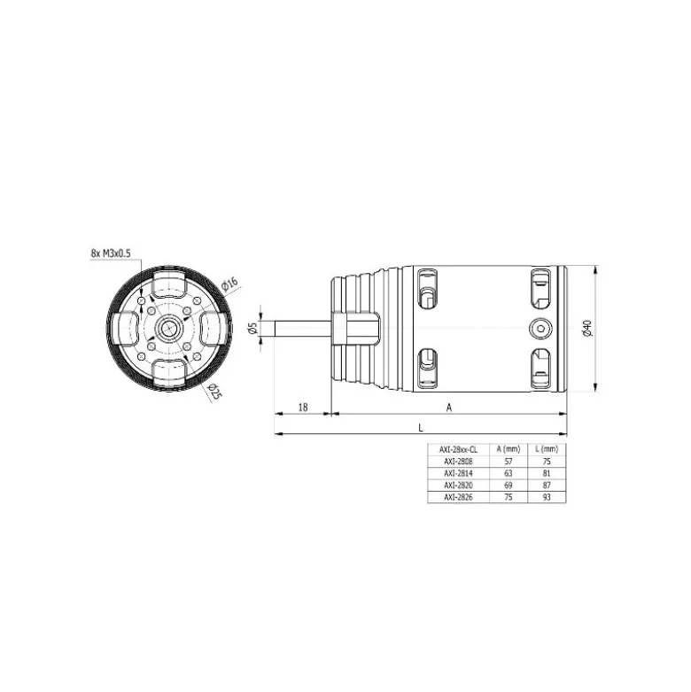 Moteur AXI 2826/12 CYCLONE (230g, 760kv, 665W)