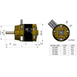 Moteur AXI 2808/16 V2 GOLD LINE Axe Long (85g, 1820kv, 170W)
