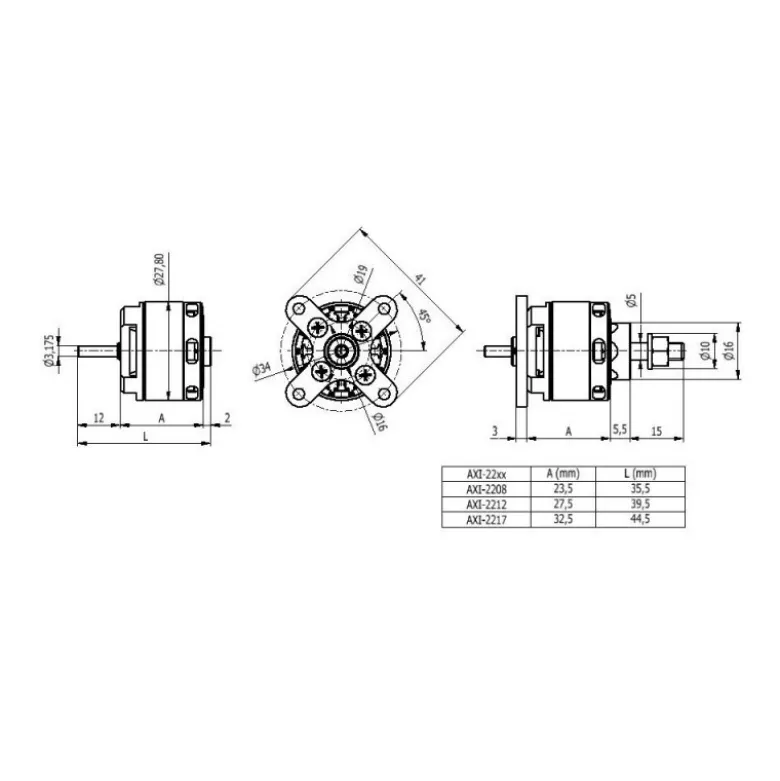 Moteur AXI 2217/20 V2 GOLD LINE (69g, 840kv, 270W)
