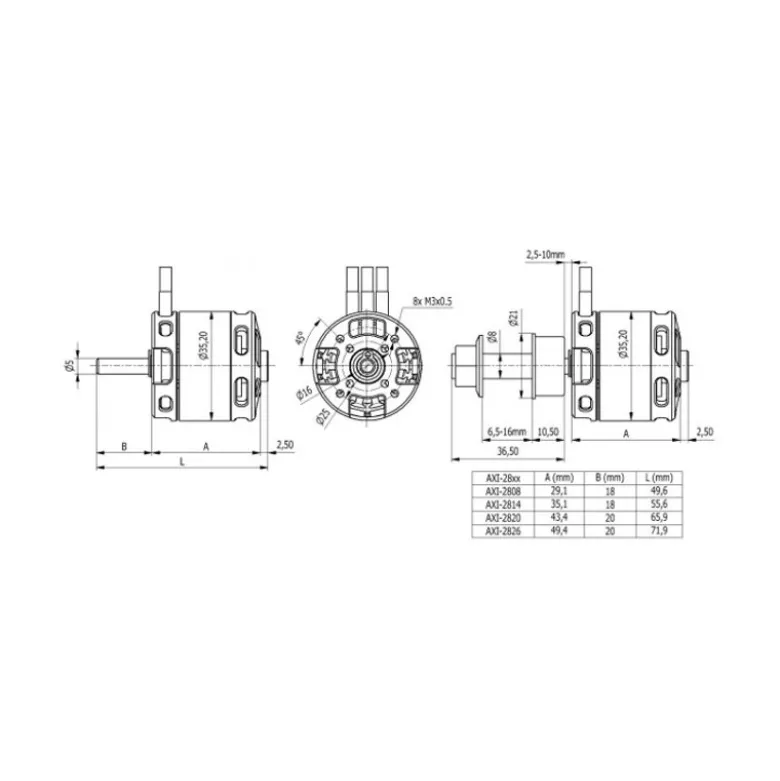 Moteur AXI 2820/12 V2 GOLD LINE (148g, 990kv, 650W)
