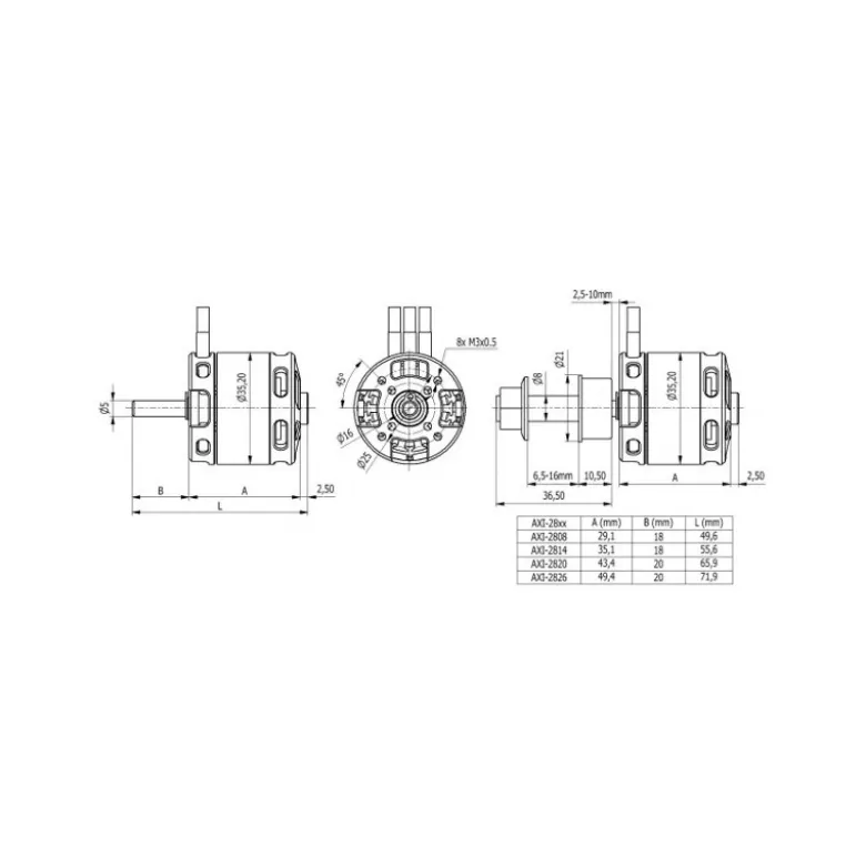 Moteur AXI 2826/12 V3 GOLD LINE (177g, 760kv, 655W)