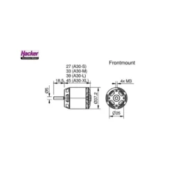Moteur brushless Hacker A30-28S V4 (70g, 1140kv, 300W)