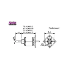 Moteur brushless Hacker A30-28S V4 (70g, 1140kv, 300W)