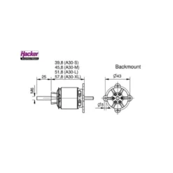 Moteur brushless Hacker A30-22S V4 (70g, 1440kv, 340W)