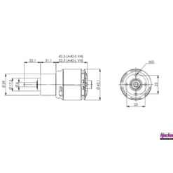 Moteur brushless Hacker A40-10S V4G 8-Pole 1600kv + réducté 6,7:1
