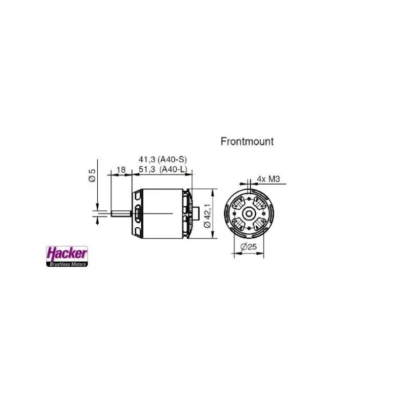 Moteur brushless Hacker A40-10S V4 8-Pole (190g, 1600kv, 850W)