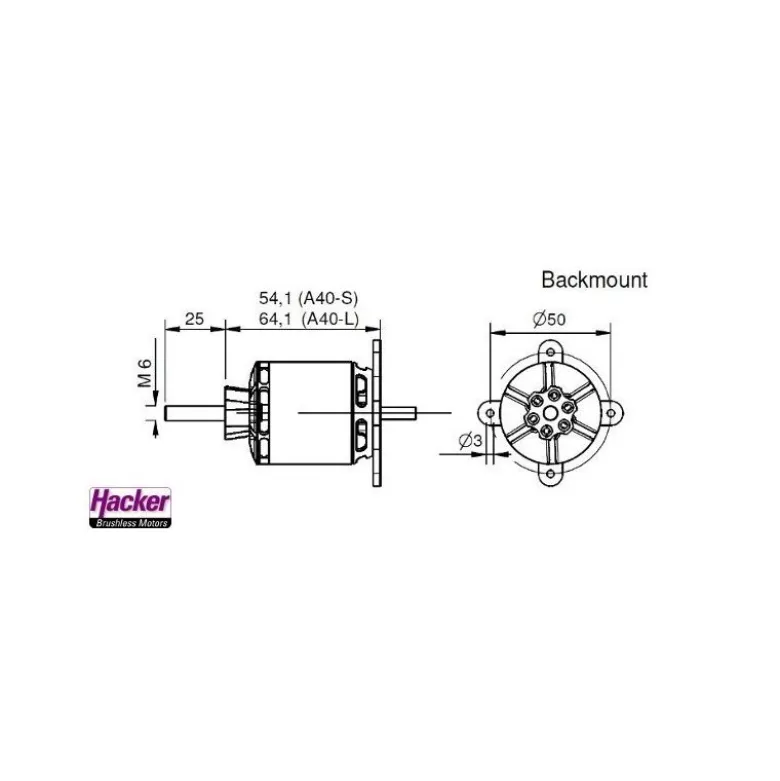 Moteur brushless Hacker A40-10S V4 8-Pole (190g, 1600kv, 850W)