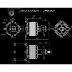 Moteur Dualsky GA8000.9 (1140g, 140kV, 4000W)