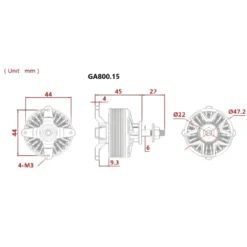 Moteur Dualsky GA800.15 MKII (172g, 810kv, 770W)