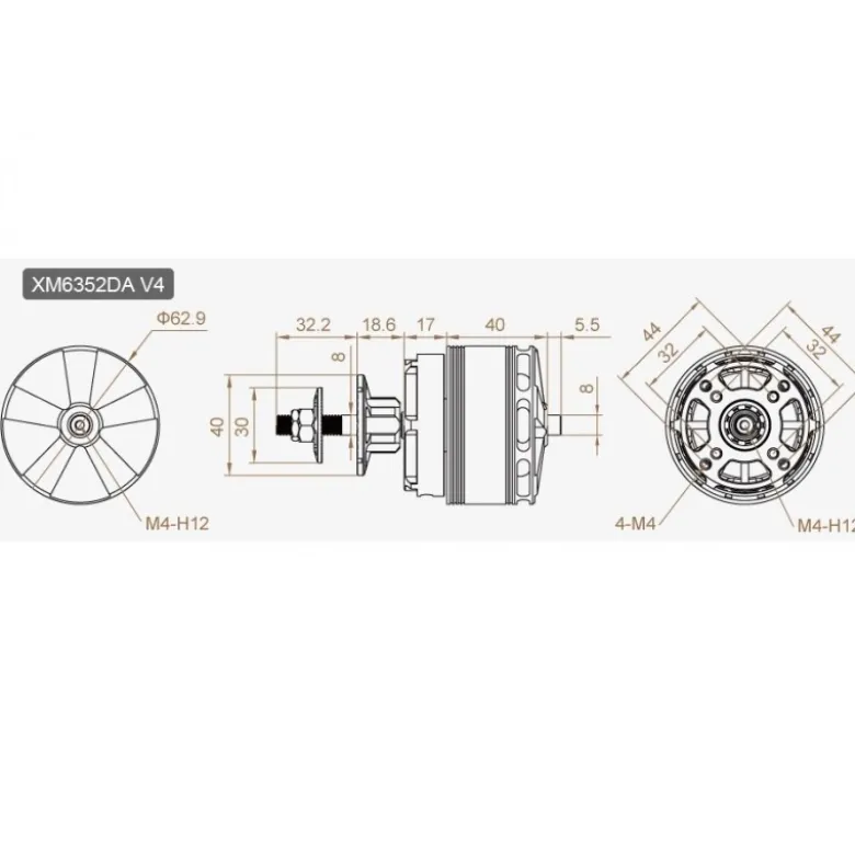 Moteur Dualsky XM6352DA-26 V4 F3A - (490g, 3000W, 220KV)