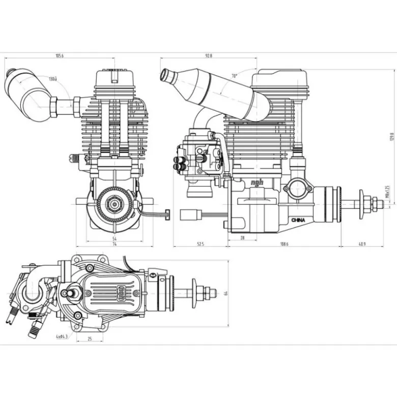 Moteur essence 4 temps GF30 30cc - NGH