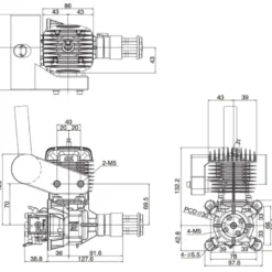 Moteur essence 2T OS GT 60 avec silencieux