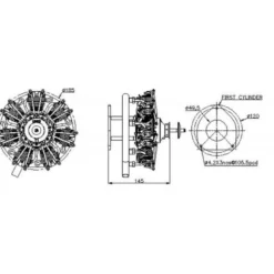 Moteur 4 temps UMS radial, 7 cylindres 35cc, méthanol